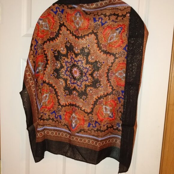 Metalic scarf multi earthtone color. - Picture 1 of 2